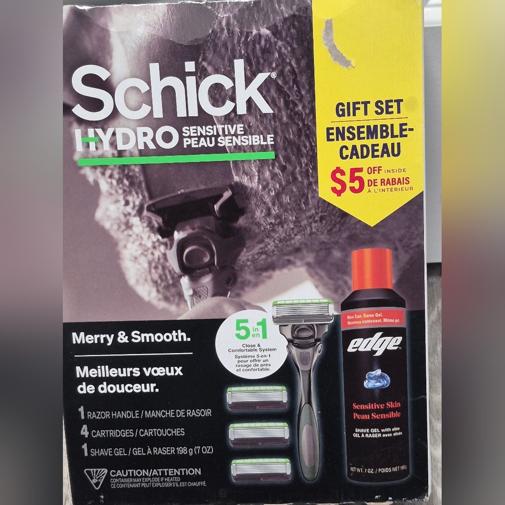 Schick Hydro Sensitive Skin Razor Shaving Gift Set.Razor Handle, Shave Gel, Cart